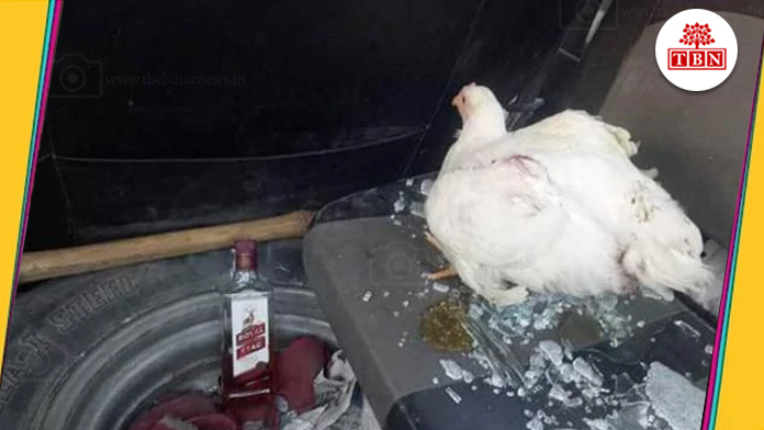 Liquor and chicken found in police van | The-Bihar-News
